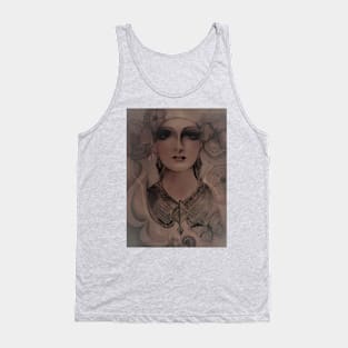 VOGUE GREY PINK MODEL FASHION DECO POSTER ART FACE PRINT PRINT EXOTIC PRINT Tank Top